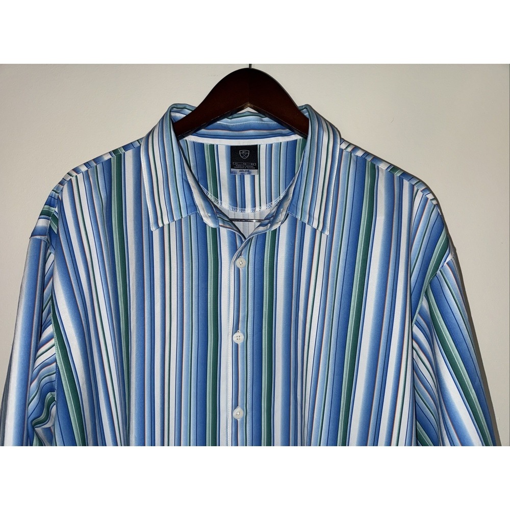 Nike Golf Dri Fit Striped Button Down Shirt Men's Size XLarge Blue White